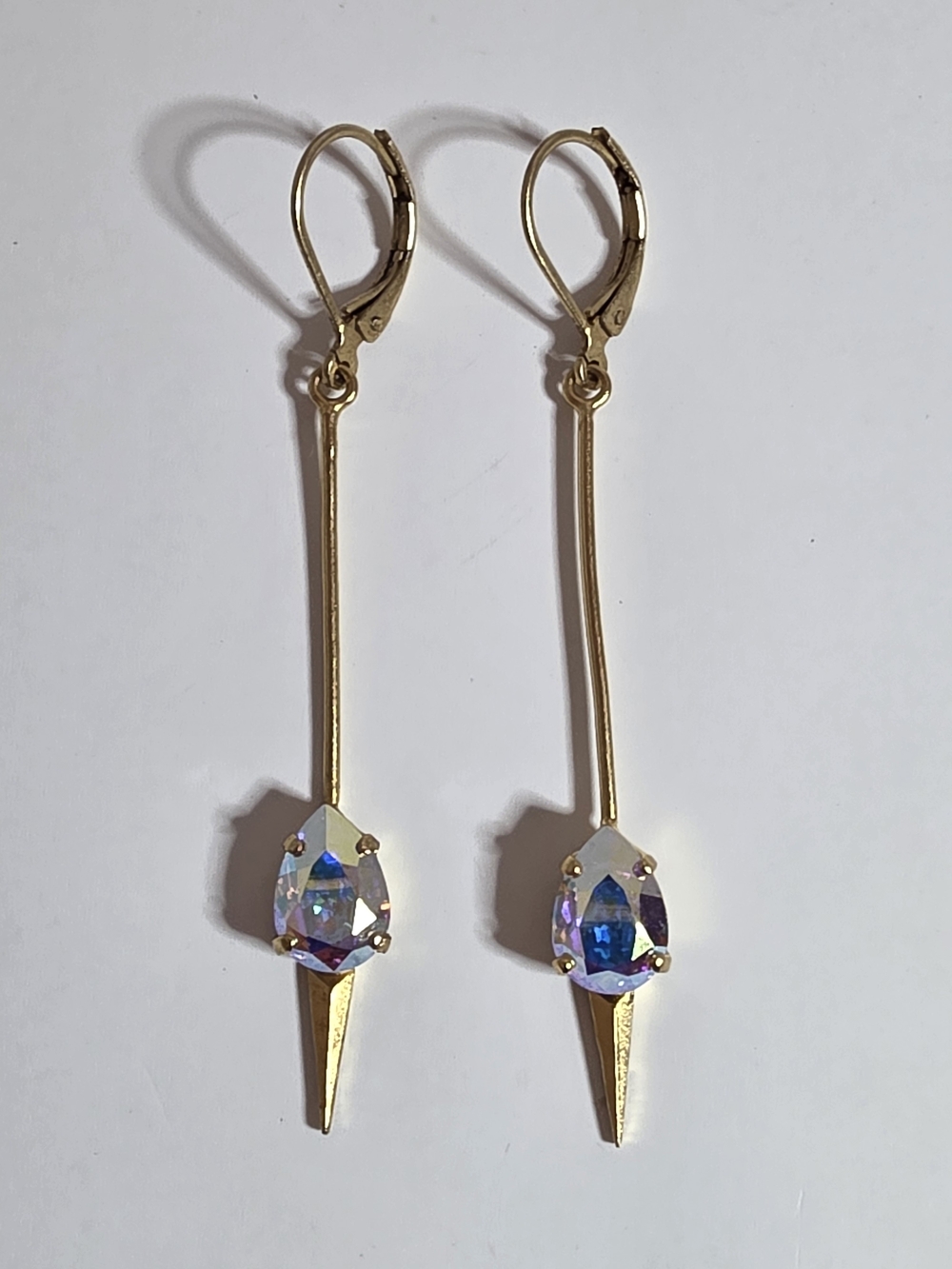 Catherine Popesco Gold Plated Crystal Drop Dangle Earrings Leverback